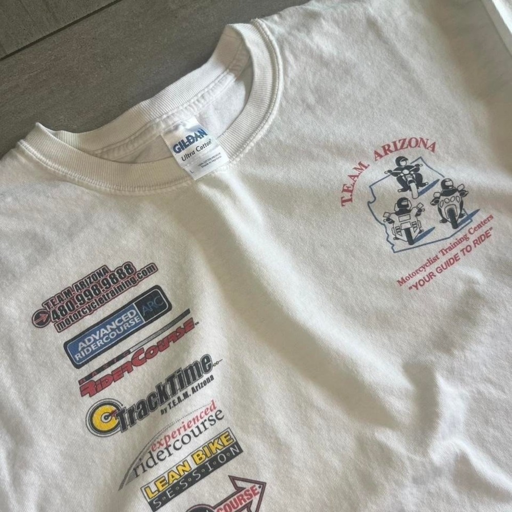 Gildan Team Arizona Motorcycle Training White Long Sleeve Graphic Tee L 22x25 - Picture 3 of 5